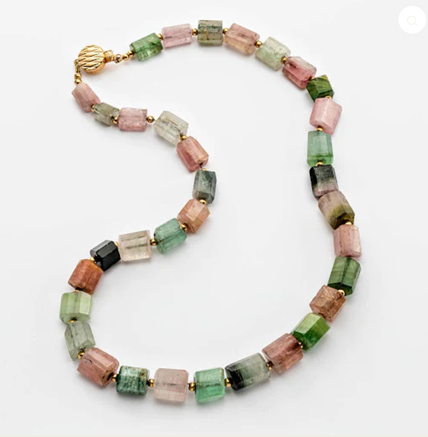 Multicolored Tourmaline  and Gold Bead Necklace